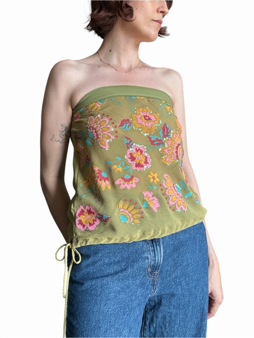 Vintage Sirens Y2K Floral Tube Top Boho Fairycore | Size S
